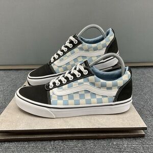 Vans Old Skool Women’s 9 Off The Wall Blue/White Checkerboard Black Sneakers